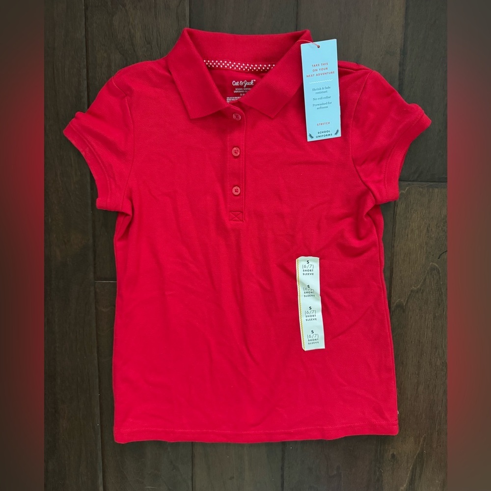 Cat & Jack Girls Red Uniform Polo size S (6/7) NWT